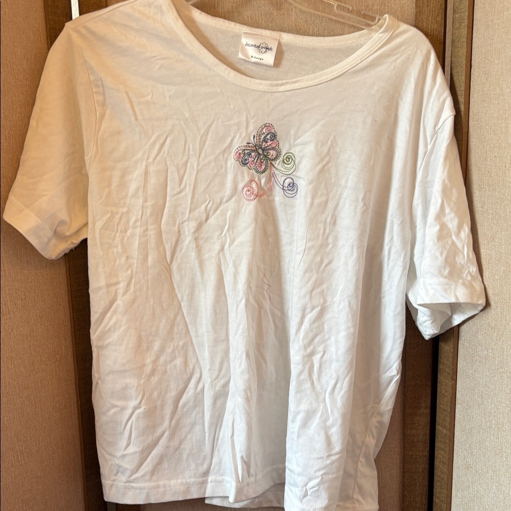 Decorated originals White T-Shirt with Butterfly Design xl